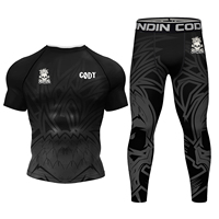 Ensemble Personnalisé Homme MMA Jiu-Jitsu T-shirts + Pantalons 4 Pièces / Kit Maillots de Boxe Shorts Kickboxing Muay Thai Vêtements de Compression MMA