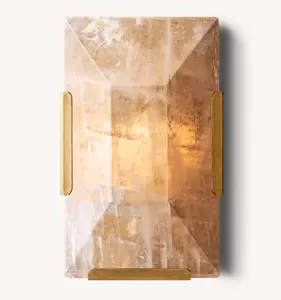 Sunwe Indoor Wall Lamps Led Light Lamp Led Marble Wall Light Modern Lacquered Burnished Brass Harlow Calcite Sconce