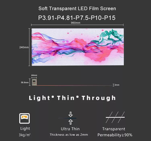 Écran LED transparent P3.91 pour publicité intérieure, film flexible en maille pour mur vidéo HD 4K ultra fin haute <span class=keywords><strong>définition</strong></span> - Product Image 2