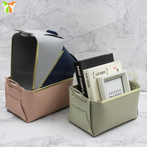 Make up Container Gifts Leather <strong>Small</strong> <strong>Storage</strong> <strong>Baskets</strong> Book Bins Decorative Foldable <strong>Baskets</strong> for Organizing Clothes Toys - Product Image 3