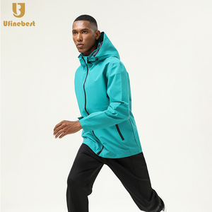 Veste de course pour hommes tissée imperméable coupe-vent randonnée vêtements à capuche personnalisés veste de sport zippée manteau Fitness Gym veste d'extérieur - Product Image 3