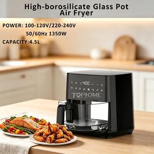 <span class=keywords><strong>Friteuse</strong></span> à air numérique 1350W 4,5L en verre borosilicate haute résistance, avec revêtement antiadhésif PTFE, protection contre la surchauffe et design moderne - Product Image 5