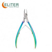 Pince à cuticules Eliter en acier inoxydable à mâchoires entièrement forgées, couleur bleue, pour vente en gros
