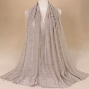 Zifeng OEM 1Pc Glitter <strong>Scarf</strong> Women Muslim Shimmer Hijab Crinkle Shiny Sparkling Gold Yarn Shawl Party Wedding Tudung Head <strong>Scarf</strong> - Product Image 3