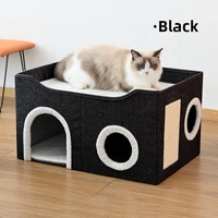 Lit d'arbre à chat semi-fermé pliable de luxe et chaud pour intérieur avec grattoirs