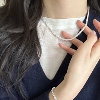 Ensemble Collier et Bracelet Chaîne Serpent Torsadée Scintillante en Argent Sterling 925 pour Femme - Collection Viral Margarita