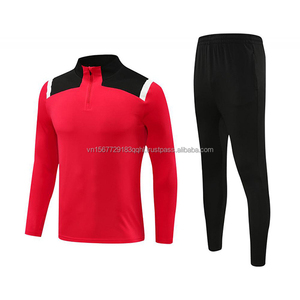 ชุดเสื้อฟุตบอลแขนยาวพิมพ์ลายผ้าฟลีซสำหรับผู้ใหญ่และเด็ก ชุดกีฬาแบบซิปครึ่งตัว แห้งเร็ว ระบายอากาศได้ดี ชุดทีม สำหรับฤดูใบไม้ร่วงและฤดูหนาว - Product Image 4