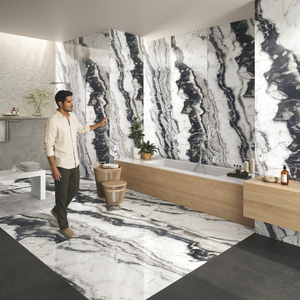 Losa de piedra sinterizada de 15 mm, 800x2400 mm, azulejos de porcelana con aspecto de mármol Latina Nero para decoración de encimeras de cocina - Product Image 2