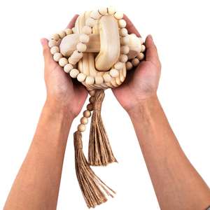 Cadena de madera con cierre de tres anillos rústicos de granja, cadena de eslabones de madera decorativa para decoración del hogar - Product Image 2