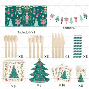 Damai <b>Christmas</b> <b>Nutcracker</b> Disposable Tableware Set Paper Plates Cups Fork Knife Garland Party Supplies for Children's Party - Product Image 3