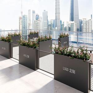 Jardinière rectangulaire en gros bon marché Grands pots <span class=keywords><strong>de</strong></span> fleurs décoratifs d'intérieur et d'extérieur Jardinière <span class=keywords><strong>de</strong></span> fleurs avec clôture - Product Image 4