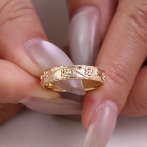 Anillo de Bodas de Oro Sólido de 18K de Diseño Vintage, Anillo de Compromiso Elegante de Oro Amarillo Real de 18K - Product Image 1