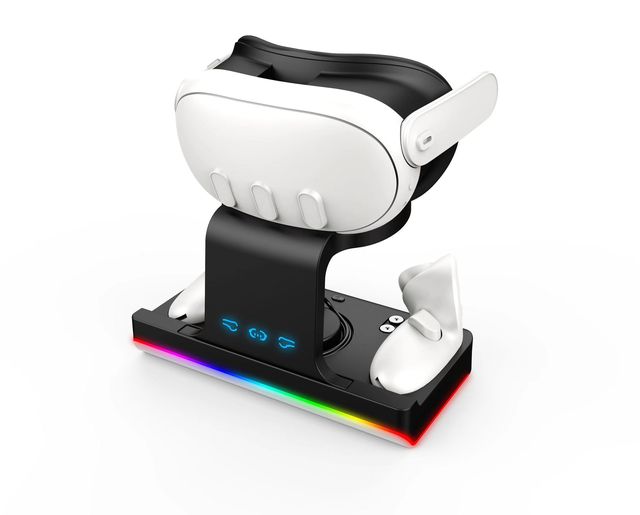 New Design Charging Dock Station for Meta Quest 3 VR Headset With RGB Light Charger Base Stand Oculus Quest 3