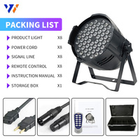 8 projecteurs LED intelligents RGB 54*3W DMX512 7CH en métal avec flight case pour mariage, discothèque, bar, scène, DJ, KTV
