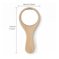 Miroir de poche LED en bambou personnalisé en usine avec logo gravé Bronze métallique Miroir cosmétique rond portable