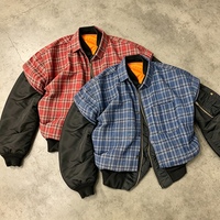 Blouson Bomber Homme Personnalisé à Carreaux et Patchwork, Style Vintage High Street, Chaud et Matelassé pour l'Hiver, Type MA1, Rembourré