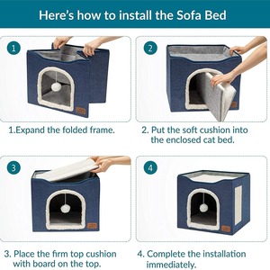 Cama para Gatos Cuadrada Moderna, Plegable de Doble Capa, Resistente, con Cubierta Extraíble - Product Image 6