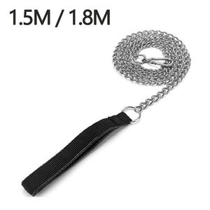 1.5M 1.8M Metal Aço Inoxidável Ferro <span class=keywords><strong>Dog</strong></span> Chain Leash Cromado com Alça Acolchoada Macia para Cães - Product Image 2