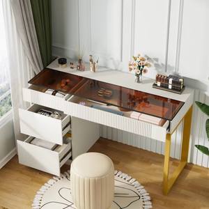 Dwoo <span class=keywords><strong>Coiffeuse</strong></span> de Luxe 120 cm avec Tiroirs de Rangement, <span class=keywords><strong>Sans</strong></span> Miroir ni <span class=keywords><strong>Tabouret</strong></span>, pour Chambre, Hôtel, Maison - Product Image 1