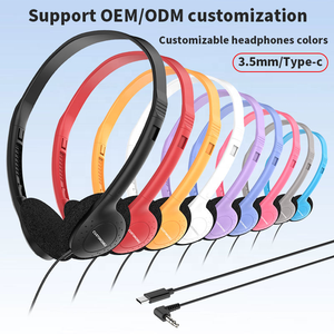 Casques téléphoniques filaires sur oreille modèle 857 noirs en gros, prise jack 3,5 mm, étanches IPX-4, cordon de 1,5 m pour salle de classe - Product Image 4