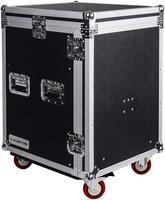 Sound Town Rack de Aluminio 14U para PA/DJ, Mesa de Trabajo con Superficie Inclinada para Mezcladora 11U, Profundidad de 20 Rack, con Ruedas, Soporte OEM Personalizable