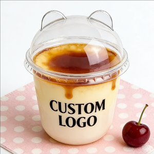 Vasos de Plástico Desechables Transparentes de Pared Simple de 16oz/30ml con Tapas de Cúpula de 90mm de Diámetro, Recipientes para Helado con Logotipo Personalizado - Product Image 2