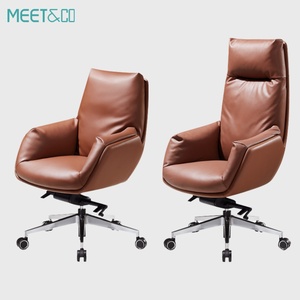 Silla de Oficina Ejecutiva Giratoria Moderna con Respaldo Alto, Silla de Oficina Ergonómica de Cuero PU Marrón con Función de Masaje, Venta al Por Mayor - Product Image 6