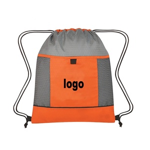 Polyester Custom Drawstring Sports Backpack with Front Pocket Promotional Use Sublimation Printing Custom Logo Options