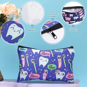 Bolsa de maquillaje de dientes personalizada de poliéster con bolsa de cremallera, bonita bolsa de cosméticos para enfermera, regalo de <span class=keywords><strong>dentista</strong></span> Dental para mujer - Product Image 2