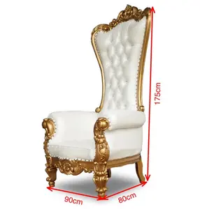 Wholesale Cheap High Back King Throne Chair Royal Gold Classic Throne Chair Luxury Wedding Chair For Groom And Bride For Sale