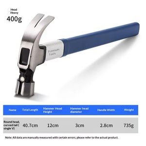 8 inch carpentry claw hammer double top strong magnetic non-slip high carbon steel plastic handle factory wholesale magnetic - Product Image 6