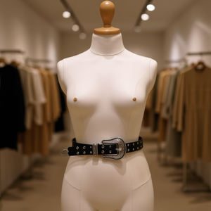 Cinturón de cuero genuino de 2,5 cm x 110 cm con hebilla plateada, cinturón informal vintage - Product Image 3