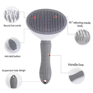 Best Seller <span class=keywords><strong>Pet</strong></span> toelettatura forniture spazzola per rimozione dei capelli pettine antiscivolo manico autopulente spazzola per cane gatto - Product Image 3
