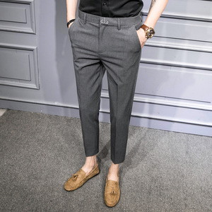 Vente chaude hommes affaires mince neuf points pantalon été Anti-rides jambe droite sens avancé pantalons décontractés hommes - Product Image 5