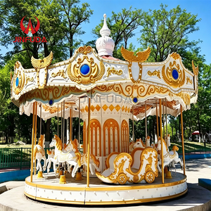 Lussuoso Carosello Bianco e Oro per Parchi Divertimento, Giostra per Bambini con Cavalli in Vendita - Product Image 1