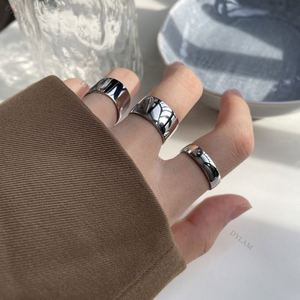 Dylam INS Hot Minimal Unisex <b>Plain</b> Adjustable Rhodium Plated Wide Engravable <b>Rings</b> Jewelry Women 925 Sterling Silver Open <b>Ring</b> - Product Image 2