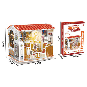 Rompecabezas de ensamblaje en oferta, productos de rompecabezas con luces LED, diseño de bricolaje, juguete de rompecabezas, microcabaña, <span class=keywords><strong>bar</strong></span>, rompecabezas 3D para niños - Product Image 6