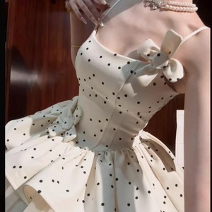 Sweet Polka Dot Mesh Tulle Dress Strapless Ruffles Natural Waistline Translucent Summer Club Dress - Product Image 5