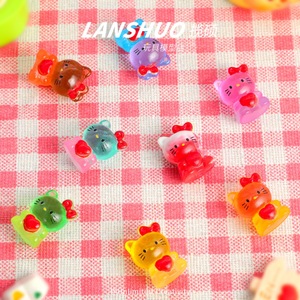 Lanshuo Resin Miniature Kt Cat Ornaments Colorful Animal Shape 3D Decor For Home Desktop <b>Car</b> <b>Decoration</b> - Product Image 1