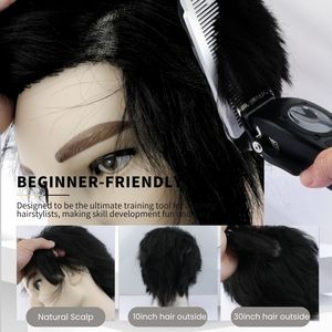 Tête d'<span class=keywords><strong>apprentissage</strong></span> magique de haute qualité en Fiber synthétique résistant à la chaleur formation de cheveux tête masculine Mannequin de <span class=keywords><strong>coiffure</strong></span> pour la <span class=keywords><strong>coiffure</strong></span> - Product Image 4