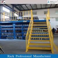Plateforme et Étagère de Mezzanine Durables avec Escalier – Système Complet en Acier avec Rampe de Sécurité pour Entrepôt, Bureau, Usine