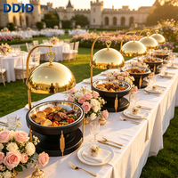 Ensemble de réchauds de buffet en acier inoxydable doré 8L, idéal pour les hôtels, mariages, banquets et réceptions, chauffe-plats