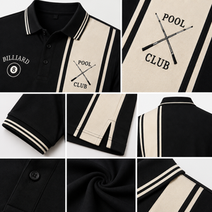 Camiseta Polo de Billar para Hombre, Manga Corta, Diseño en Contraste, Transpirable, Absorbe la Humedad, Corte Casual, Logotipo Bordado en 3D Personalizado - Product Image 3