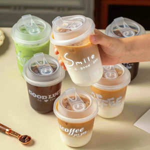 Gobelets en <span class=keywords><strong>plastique</strong></span> pour boissons froides avec couvercles, personnalisables avec logo, jetables, en PP rigide, fond rond, 12/16/24 oz, pour bubble tea, café glacé - Product Image 2