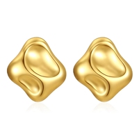 Boucles d'oreilles convexes concaves à texture marteau en acier au titane personnalisé haut de gamme en or LT-MS-407 18 carats