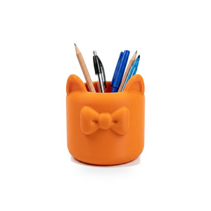 Red Cat Ear Pen Holder With Bowknot Plastic Desk Organizer For Student Office Supplies Round Shape Multicolor Option - Product Image 3