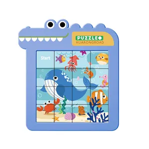 New Design Crocodile Cartoon Pattern Intelligence Kids Toy Homeschool Supplies Tangrams Puzzle For Kids Boys and Girls