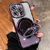Coque de protection d'objectif photo en diamant pour iPhone 18 Pro Max, étui de luxe en diamant fantaisie pour iPhone 16 17 Pro, avec support magnétique pour femme