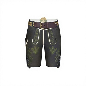 Pantalones cortos de cuero bávaro personalizados OEM para hombre, cintura media, estilo casual, bordados, ropa tradicional, Lederhosen de primera calidad. - Product Image 1