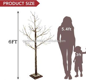 G&L 6FT Brown Birch <b>Twig</b> Tree Warm White LED Lights Artificial Snowy Christmas <b>Decor</b> Home Garden Durable Plastic Material DC - Product Image 2
